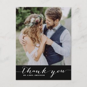 Schwarz   Script Wedding Danke Vertical Postcard Postkarte