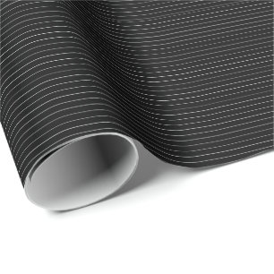 Schwarz sehr dünne weiße Streifen minimalistisches Geschenkpapier