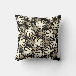 Schwarz-Sepia-Wiederholungsmotiv | Octopus Pattern Kissen