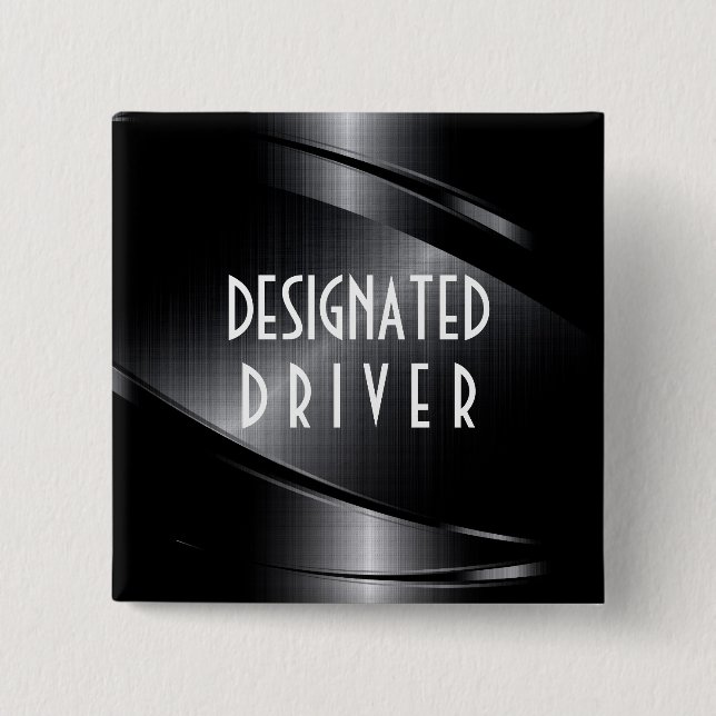 Schwarz-Shiny-Metallic-Aluminium-Bürstenaussehen Button (Vorderseite)