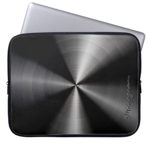 Schwarz-Shiny-Metallic-Edelstahl-Look Laptopschutzhülle