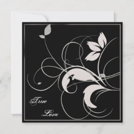 Schwarz-Silber-Blätter Hochzeit im Herbst Einladun Einladung