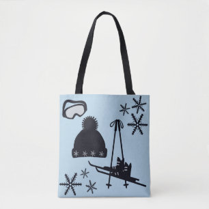 Schwarz, Silber & Blau Schneedesigns. Tasche