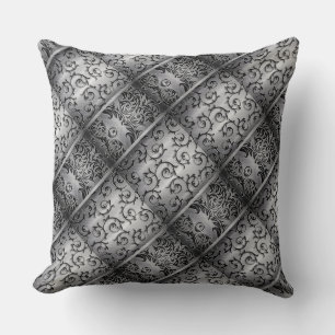 Schwarz-Silber-Curls Diamant-Muster Kissen-Kissen Kissen