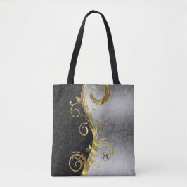 Schwarz-Silber-Damast und Goldrausch Tasche