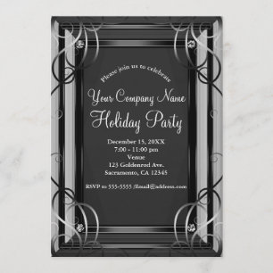 Schwarz & Silber Elegante Corporate Holiday Party Einladung