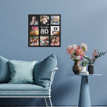 Schwarz-Silber-Foto-Collage zum 80. Geburtstag Künstlicher Leinwanddruck<br><div class="desc">Ein einzigartiges Geschenk für einen 80. Geburtstag, das ihr Leben mit einer Collage von 8 eigenen Fotos, Bildern feiert. Personalisieren und fügen Sie ihren Namen und ein Datum. Ein schicker schwarzer Hintergrund. Der Name ist mit einem modernen handgeschriebenen Stil Skript geschrieben, Nummer 80 mit einem Imitat silberne Ballon Stil Schriftart....</div>