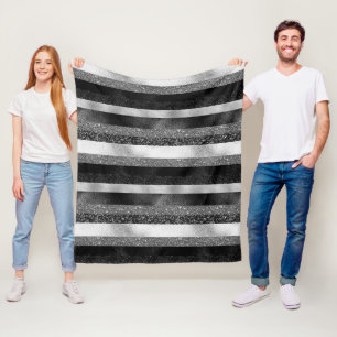 Schwarz-Silber-Glitzer Fleecedecke