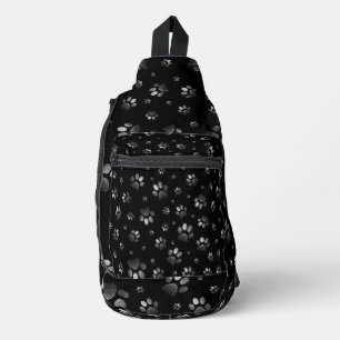 Schwarz-Silber-Glitzer mit Paws, Crossbody Bag