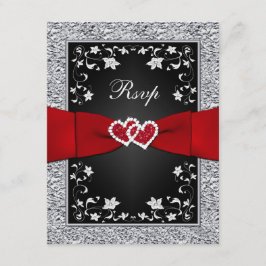 Schwarz-Silber-Herz-IMITATE Foil UAWG RSVP Karte