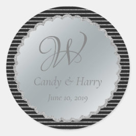 Schwarz-Silber-Hochzeitsticker Runder Aufkleber