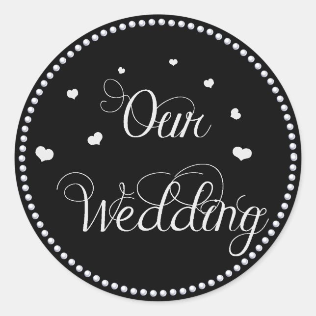 Schwarz-Silber-Imitat-Glitzer-Hochzeitsticker Runder Aufkleber (Vorderseite)