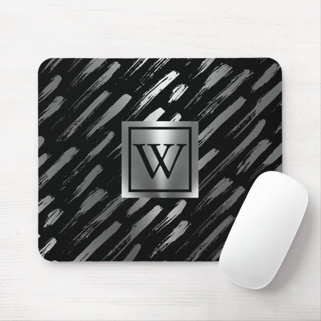 Schwarz-Silber-Metallic-Abstrakt Mousepad (Mit Mouse)
