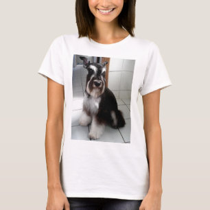 Schwarz-Silber_miniature_schnauzer sitzend T-Shirt