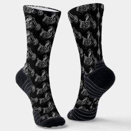 Schwarz-Silber-Motorradmuster Socken