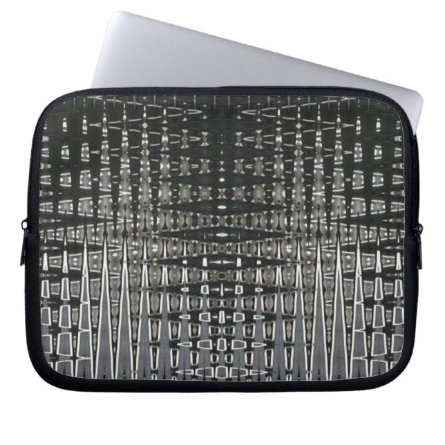 Schwarz-Silber-Muster Laptopschutzhülle (Vorderseite)