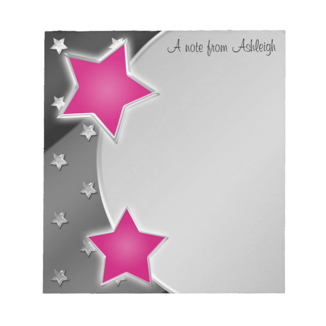Schwarz-Silber-Rosa-Steine Editor Notizblock (Vorderseite)