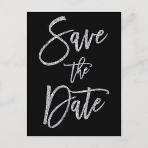 Schwarz-Silber-Save the Date-Postkarten Ankündigungspostkarte