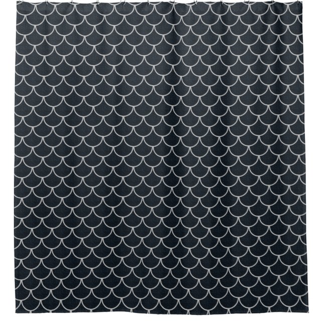Schwarz-Silber-Skaliermuster Duschvorhang (Vorderseite)