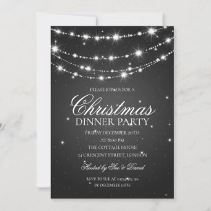 Schwarz & Silber Sparkling Chain Weihnachtsfest Pa Einladung