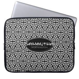 Schwarz-Silber-Tribal-Muster Laptop-Sieb Laptopschutzhülle