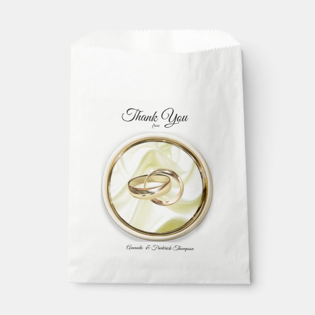 Schwarz-Silber und Gold-Satin, Kupfer/Messing-Text Geschenktütchen (Vorderseite)