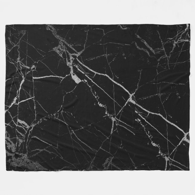 Schwarz-Silber-Venenmarmor Fleecedecke (Vorderseite (Horizontal))