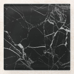 Schwarz-Silber-Venenmarmor Glasuntersetzer
