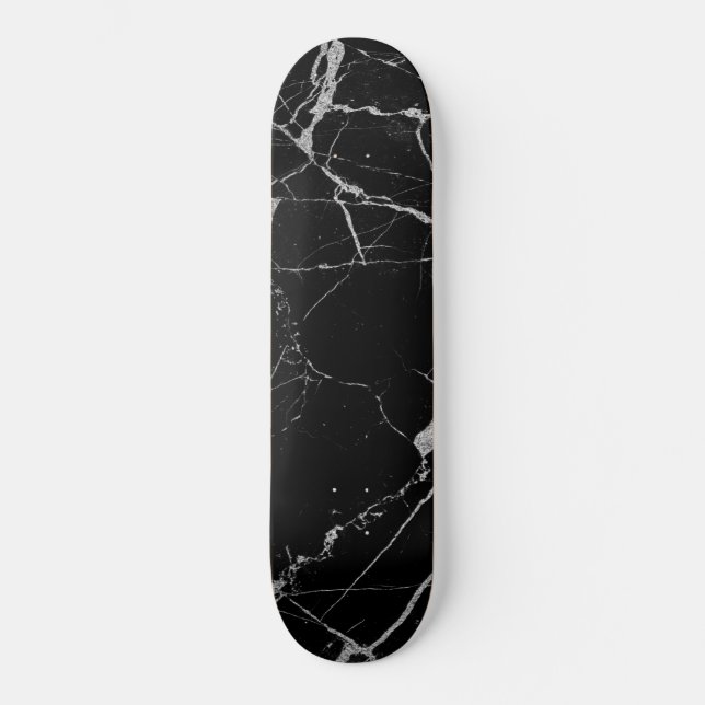 Schwarz-Silber-Venenmarmor Skateboard (Vorderseite)