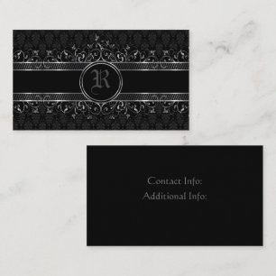 Schwarz & Silber Verziert Gotik Mit Monogramm Visitenkarte
