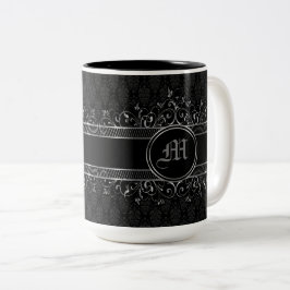Schwarz & Silber Verziert Gotik Mit Monogramm Zweifarbige Tasse