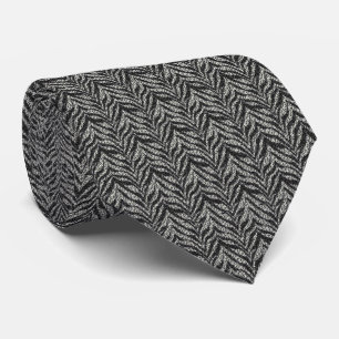 Schwarz-Silber-Zebra-Streifen-Muster Krawatte