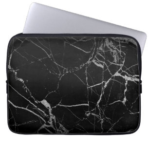 Schwarz-silberne Marmorader Laptopschutzhülle