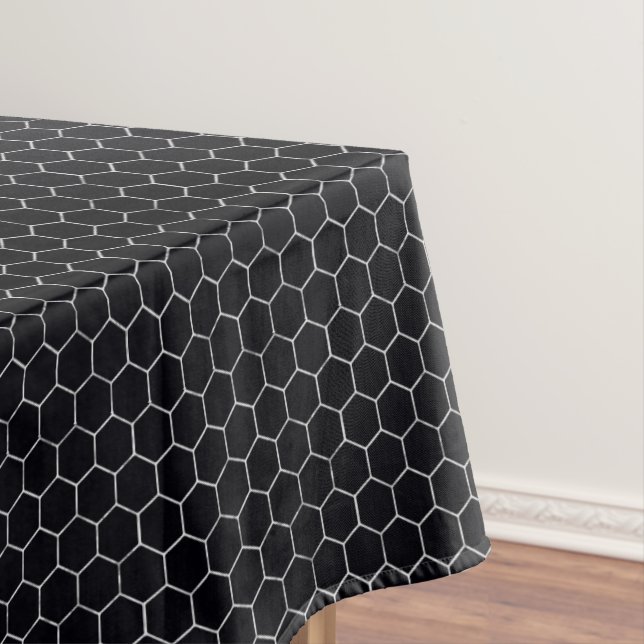 Schwarz & Silberwabenkabel Elegantes geometrisches Tischdecke (Beispiel)