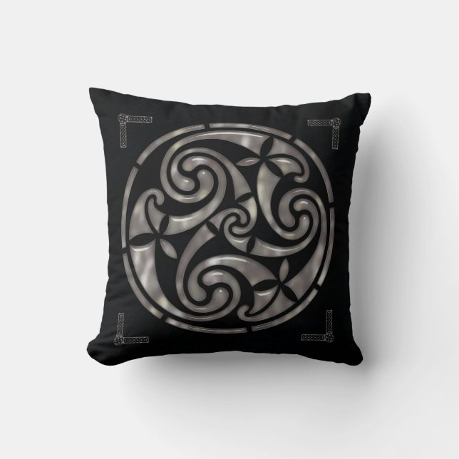 Schwarz & Silver Celtic DECOR Kissen (Vorderseite)