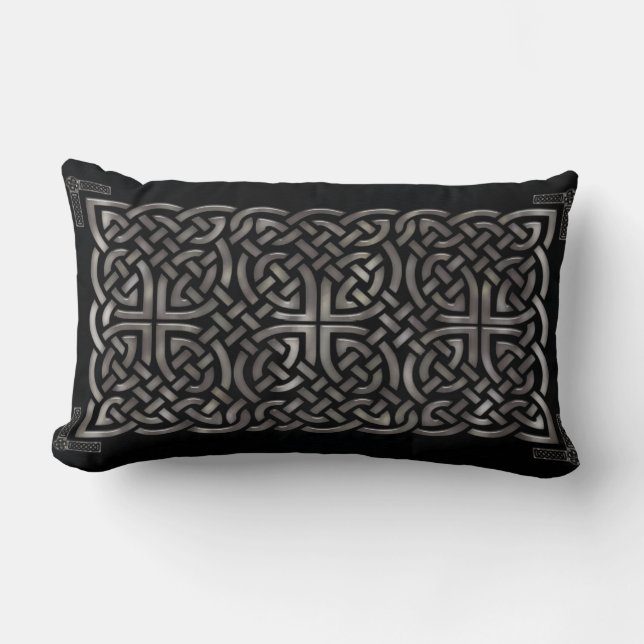 Schwarz & Silver Celtic DECOR Lendenkissen (Vorderseite)