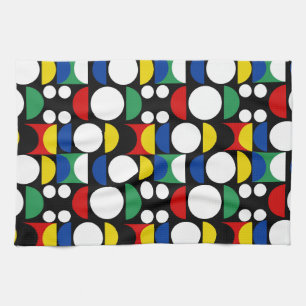 Schwarz-skandinavisches Bauhaus-Muster Mitte des J Geschirrtuch