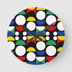 Schwarz-skandinavisches Bauhaus-Muster Mitte des J Runde Wanduhr