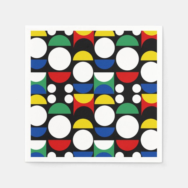 Schwarz-skandinavisches Bauhaus-Muster Mitte des J Serviette (Vorderseite)