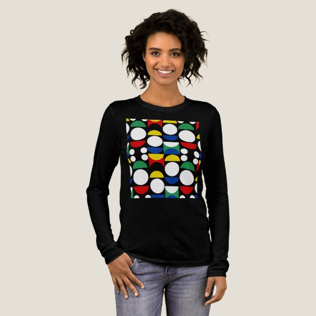 Schwarz-skandinavisches Bauhaus-Muster Mitte des J Tri-Blend Shirt (Volle Vorderseite)