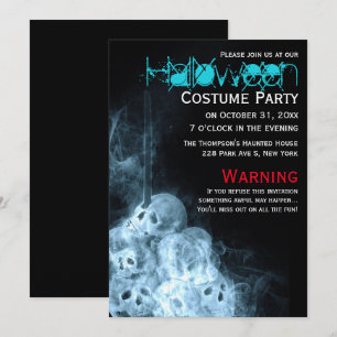 Schwarz-Smoking-Skulls Halloween-Kostüm-Party Einladung