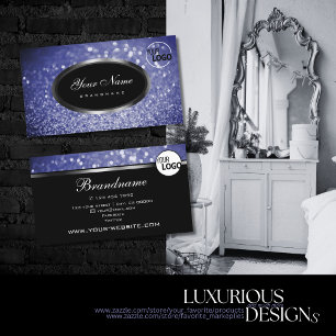 Schwarz-Sparkeil-Blau-Glitzer Silver Oval-Logo Visitenkarte