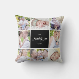Schwarz   Square Family Foto Collage Pillow Kissen