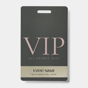 SCHWARZ STAHL GRAU BLAßGOLD VIP EVENT ZUGANGS PASS AUSWEIS