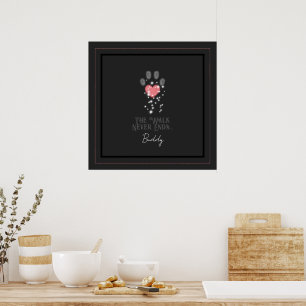 Schwarz Starlight Pink Heart Paw Print Dog Memoria Poster