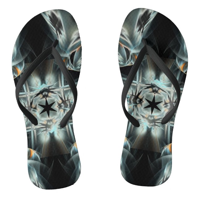 Schwarz-Sterne-Abstrakt-Schwarz-Weiß-Muster Flip Flops (Fußbett)