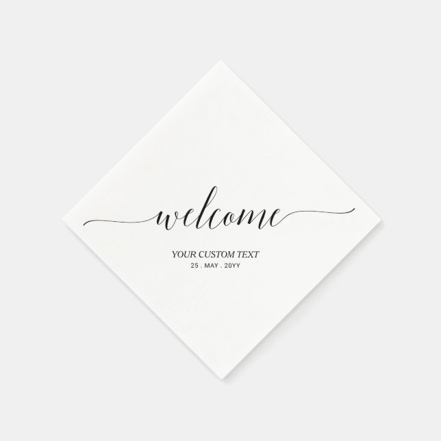 Schwarz | Stilvolles Begrüßungs-Begrüßungs-Party Serviette (Ecke)