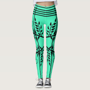 Schwarz-Streifen Grüne Futuristik Athletische Legg Leggings