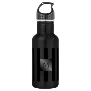 Schwarz-Streifen-Monogramm Trinkflasche