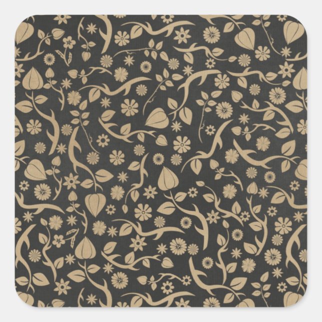 Schwarz-Tan-Blume Quadratischer Aufkleber (Vorderseite)